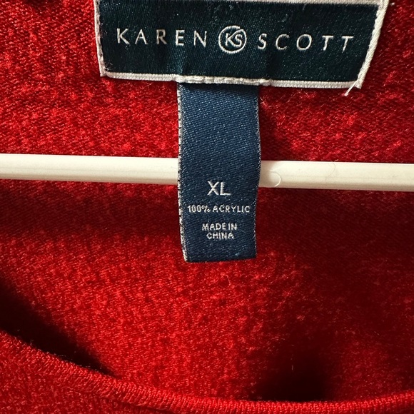 Very Soft & Stylish Red Sweater With Embellishments And Matching Scarf - Picture 4 of 6